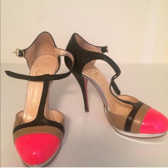 Christian Louboutin Shoes - Christian Louboutin hot pink multicolor T strap